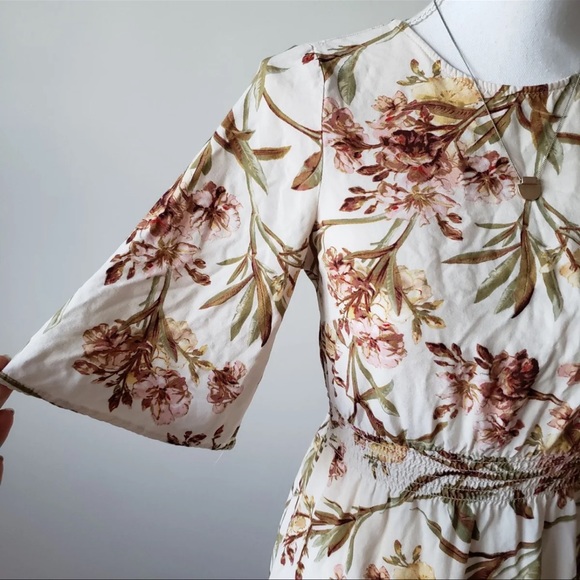 H&M Zara Mango Midi Floral Dress Summer Short 3/4 Sleeve - Picture 8 of 12